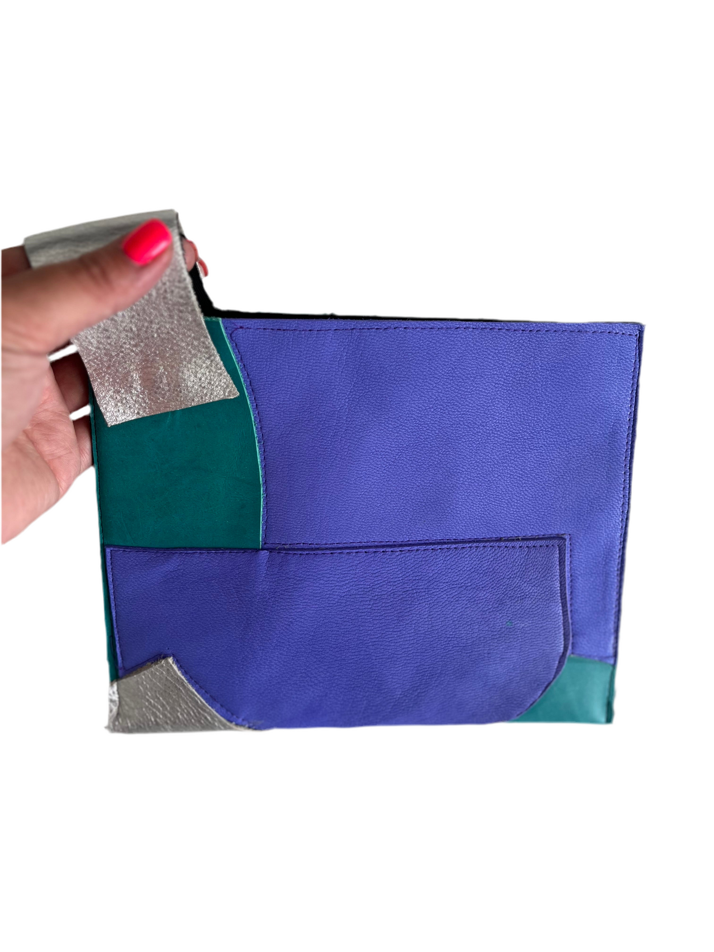 Green silver and purple Clutch