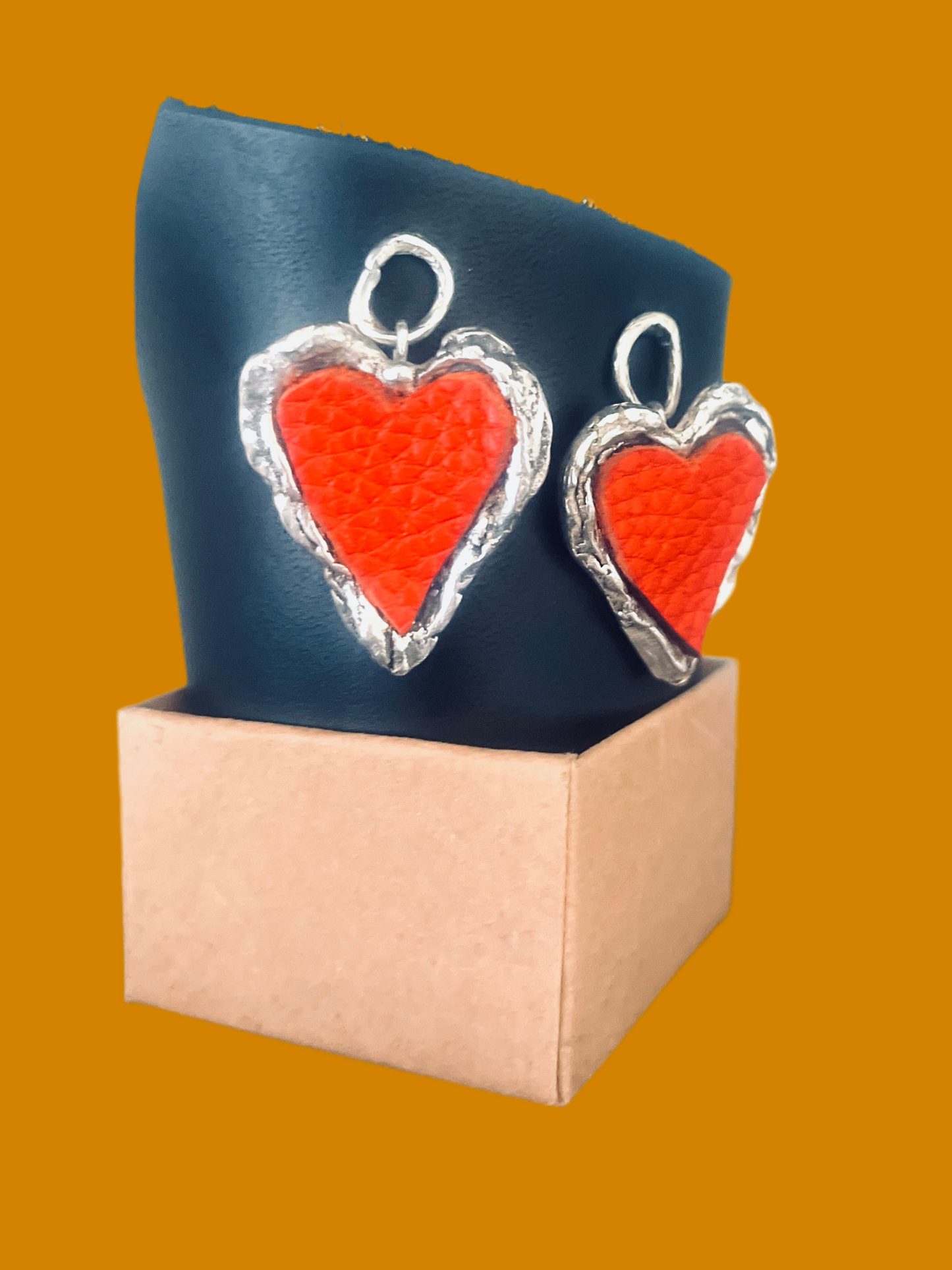 Heart and red leather studs
