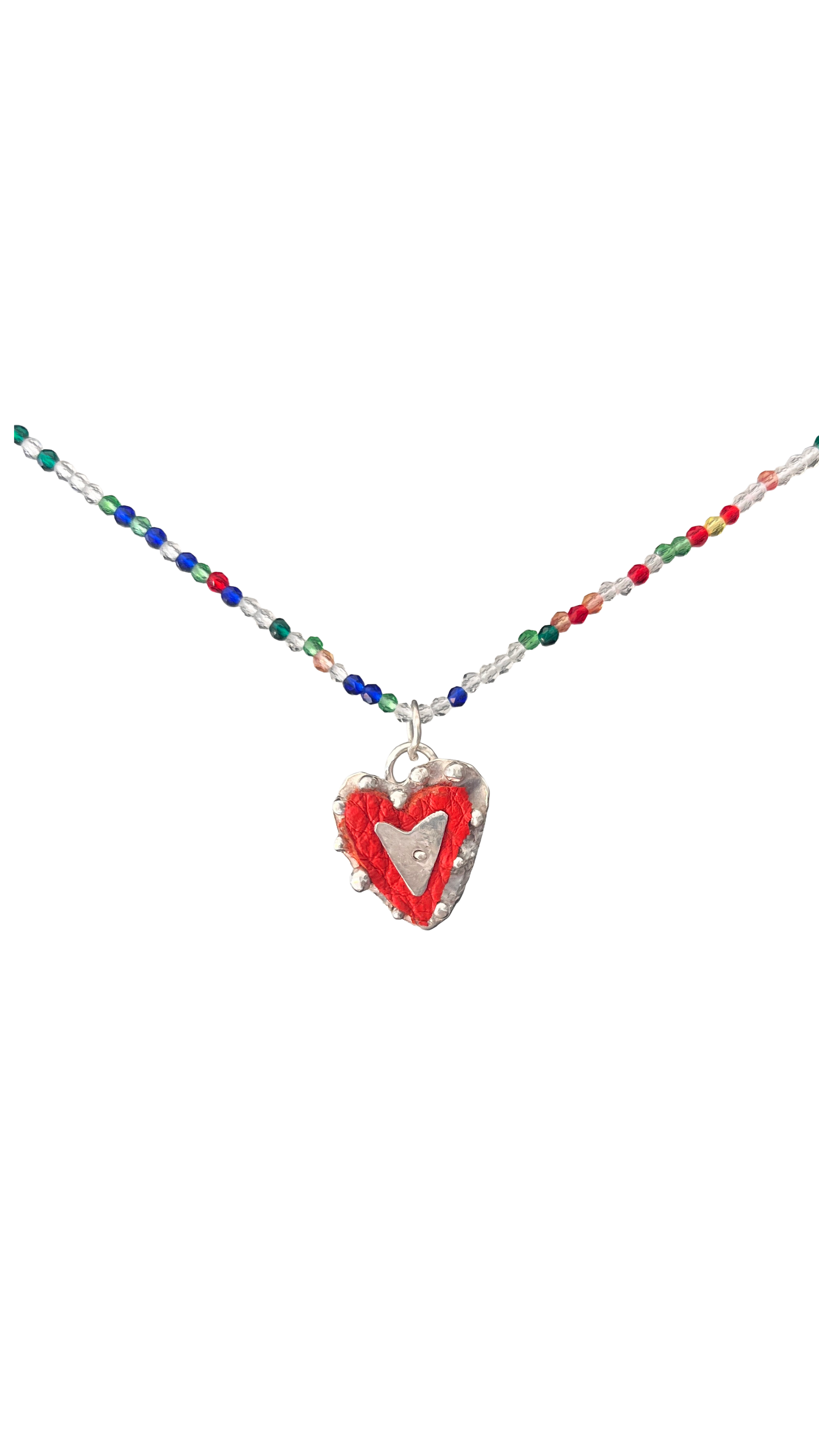 Leather hearts and silver pendants