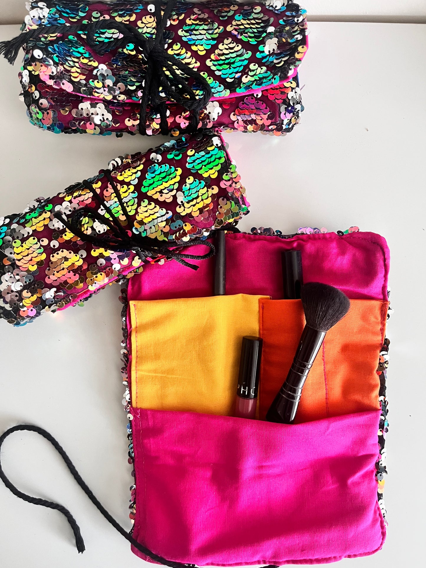 Sequin Make -Up roll bag