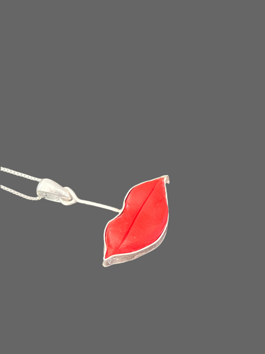 Red Lip silver pendant