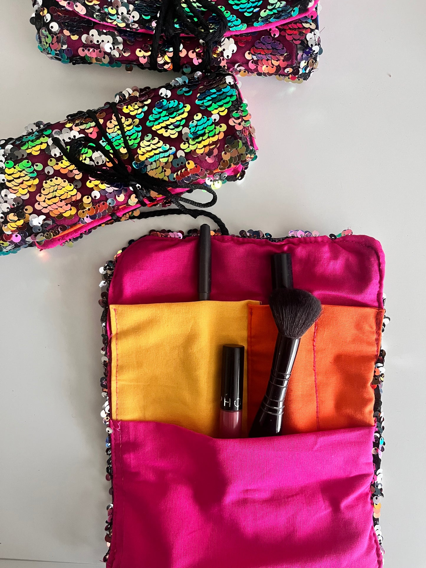 Sequin Make -Up roll bag