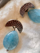 Load image into Gallery viewer, Half moon texture silver drop earrings