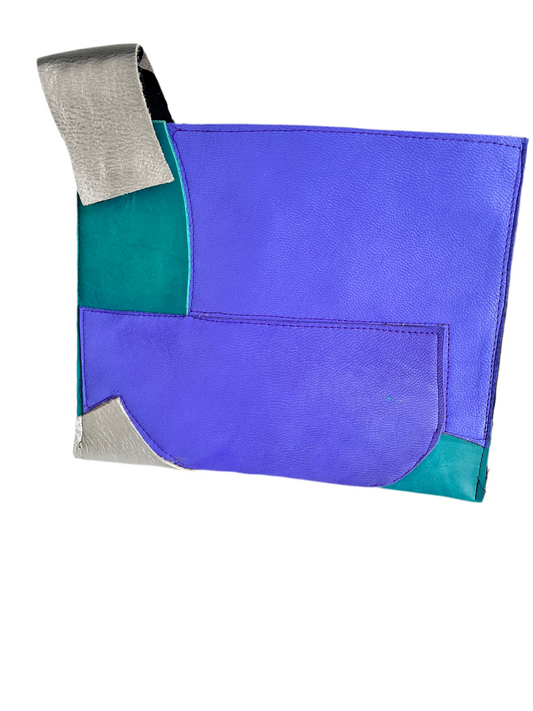 Green silver and purple Clutch