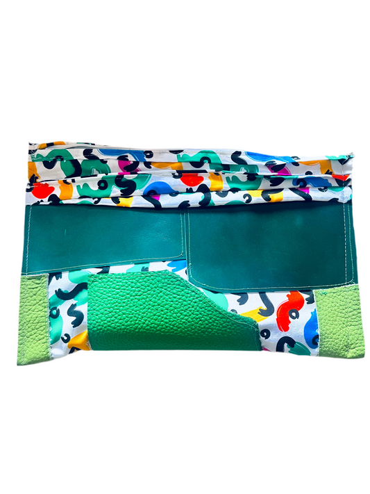 Green leather clutch