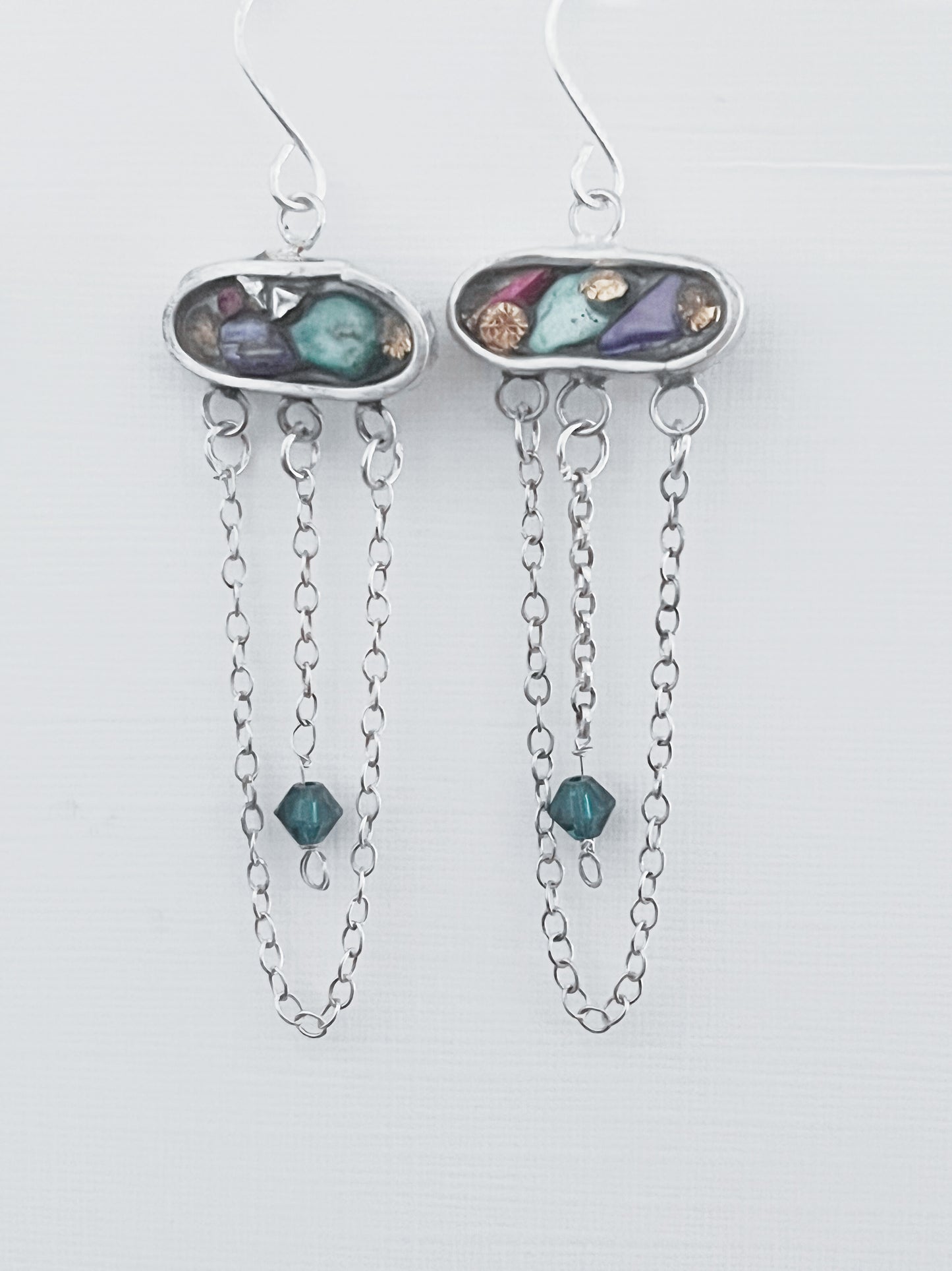 Rainbow resin earrings