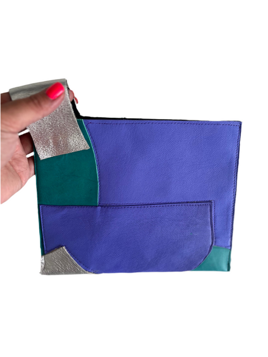 Green silver and purple Clutch