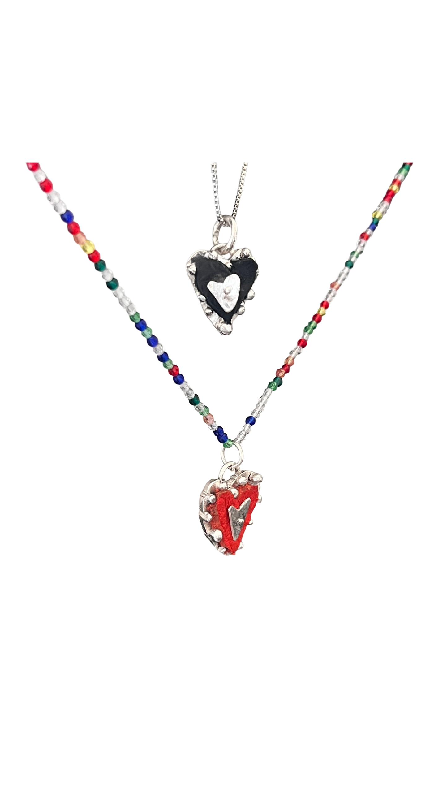 Leather hearts and silver pendants