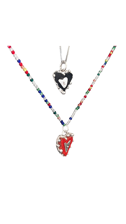 Leather hearts and silver pendants