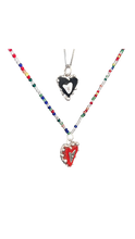 Load image into Gallery viewer, Leather hearts and silver necklace
