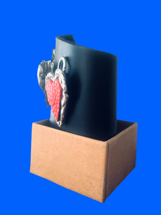 Heart and red leather studs