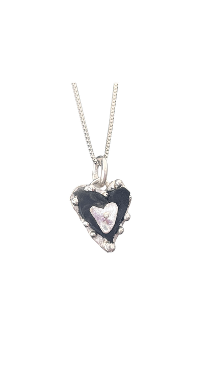 Leather hearts and silver pendants