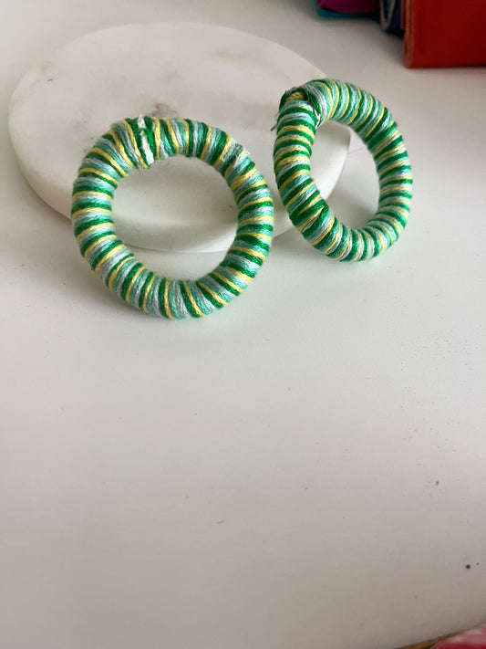 Green Hoop Earrings