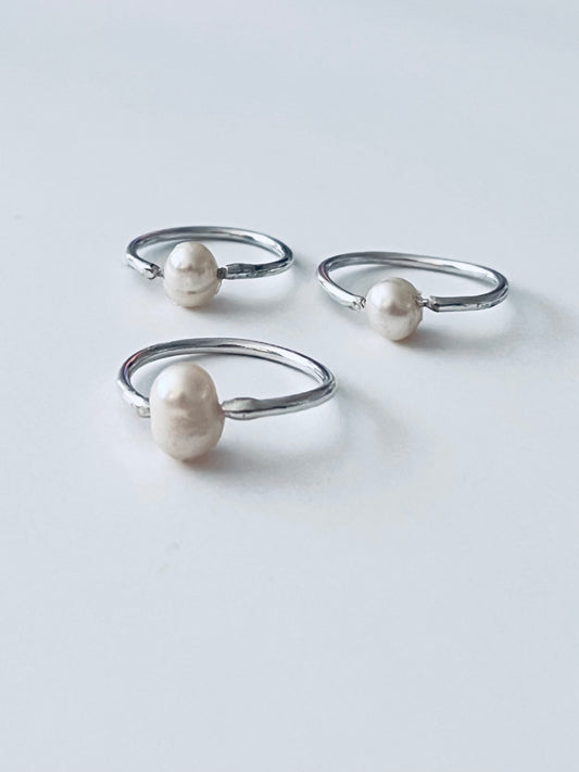 Fresh water Pearl silver ring