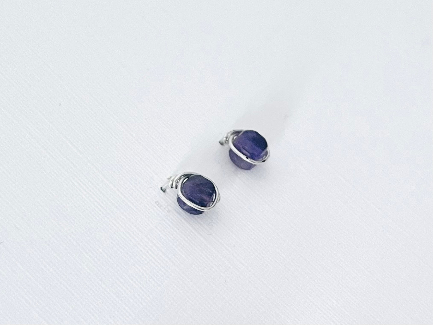 Amethyst wire wrapped studs