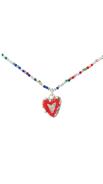 Leather hearts and silver pendants
