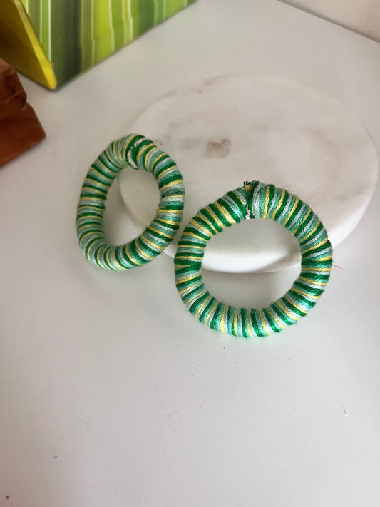 Green Hoop Earrings
