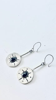 Onyx Dangly circle earrings
