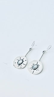 Moonstone circle dangly earrings
