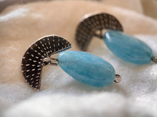 Load image into Gallery viewer, Half moon texture silver drop earrings
