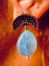 Load and play video in Gallery viewer, Half moon texture silver drop earrings
